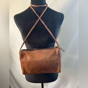 Vintage Coach Slim Zip Crossbody Bag Brown Leather Made n USA Minimalist classic